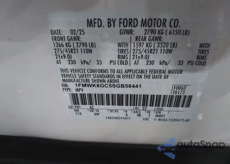2025 Ford Explorer St from USA, damaged, VIN 1FMWK8GC5SGB58441